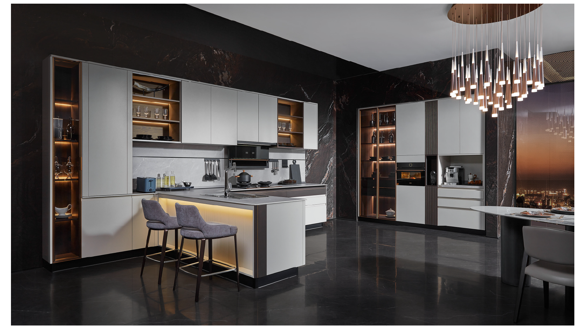 Custom L-shaped Modern Kitchen Cupboard - ANNE