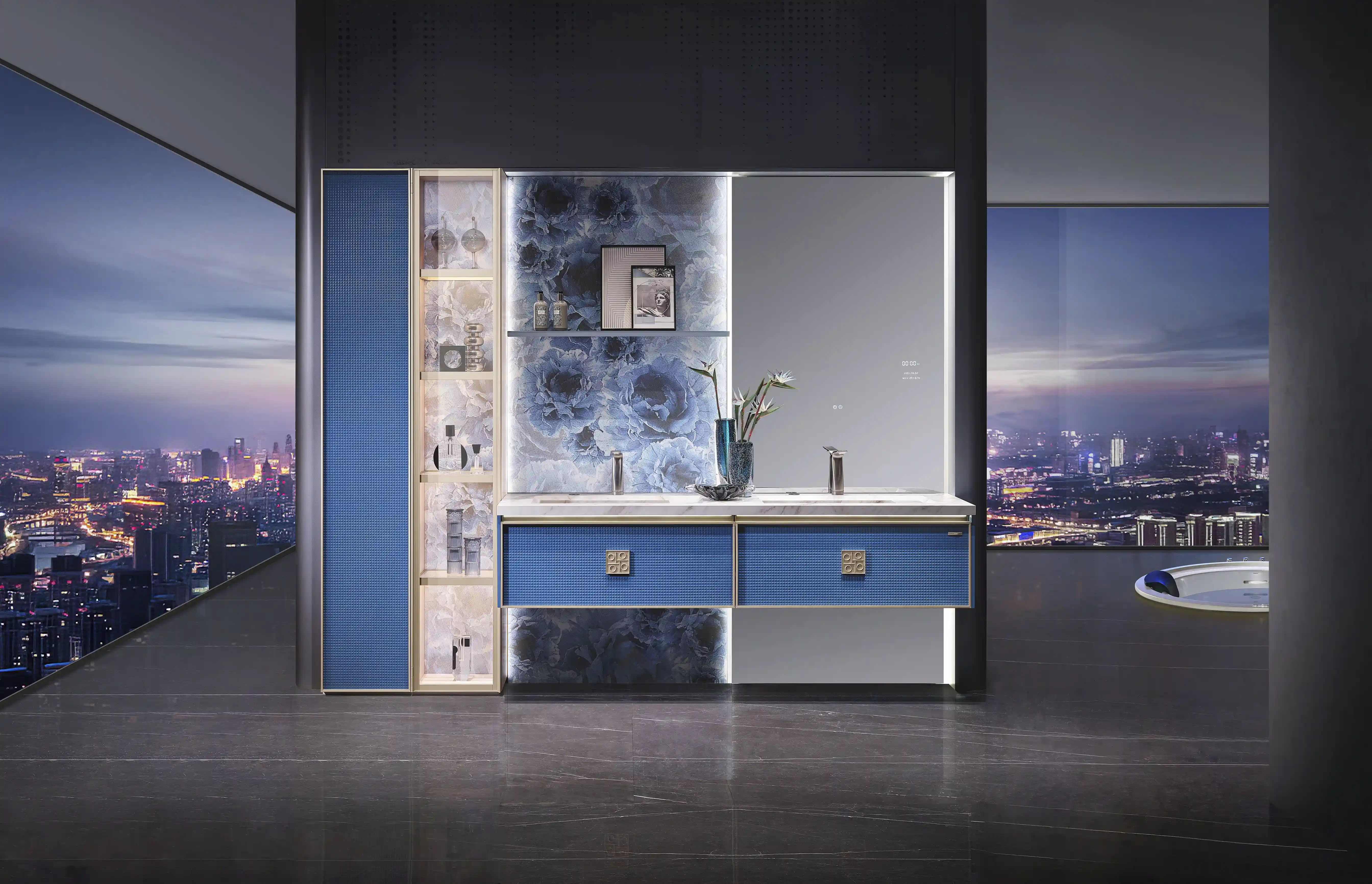 Blue Double Sink Bathroom Vanity - A Midsummer Nights Dream PLWY22017