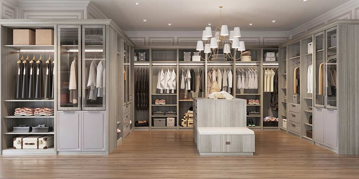 Luxury Grey Melamine Walk In Closet by OPPEIN Kenya