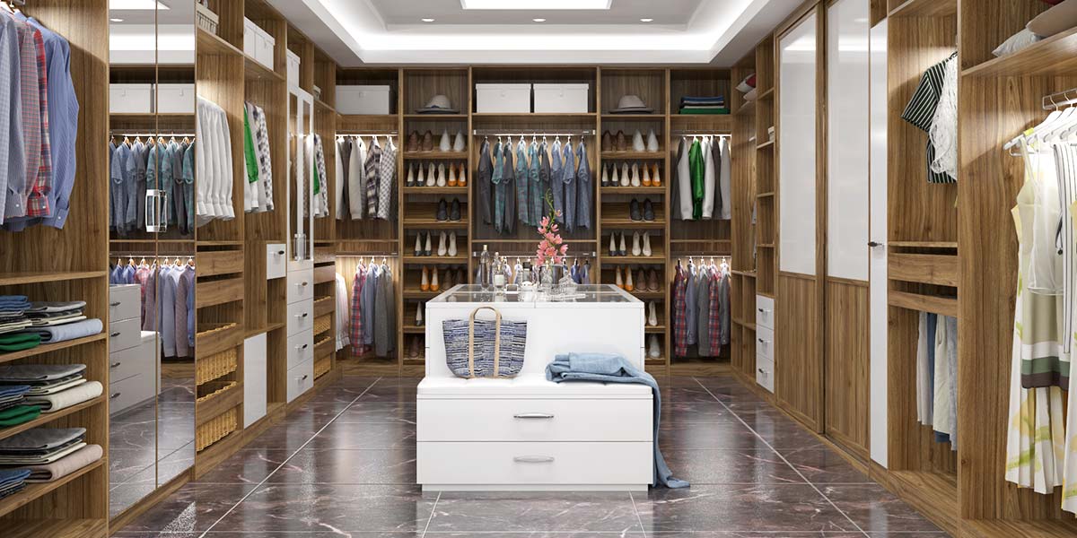 Luxury Villa Wood Grain Walk-in Closet Design by OPPEIN Kenya