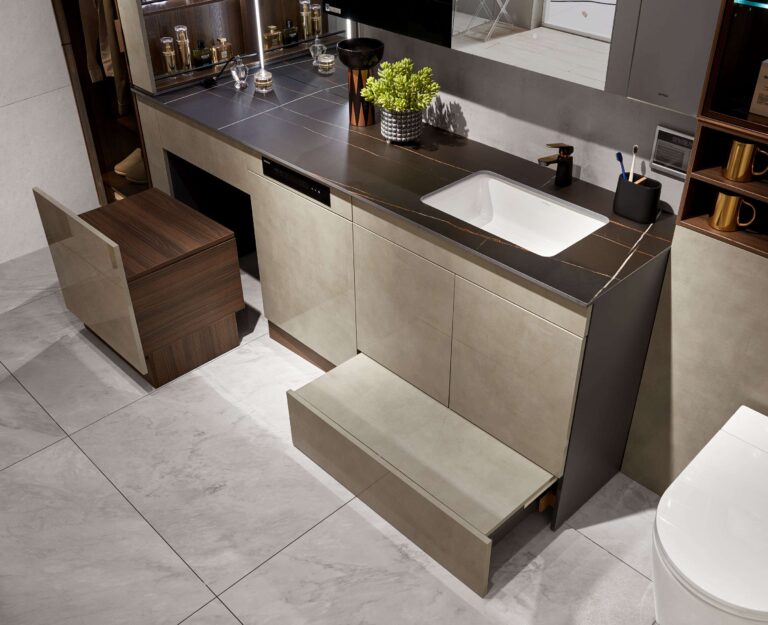 Luxury Bathroom Cabinets in High Gloss UV Lacquer Finish by OPPEIN Kenya