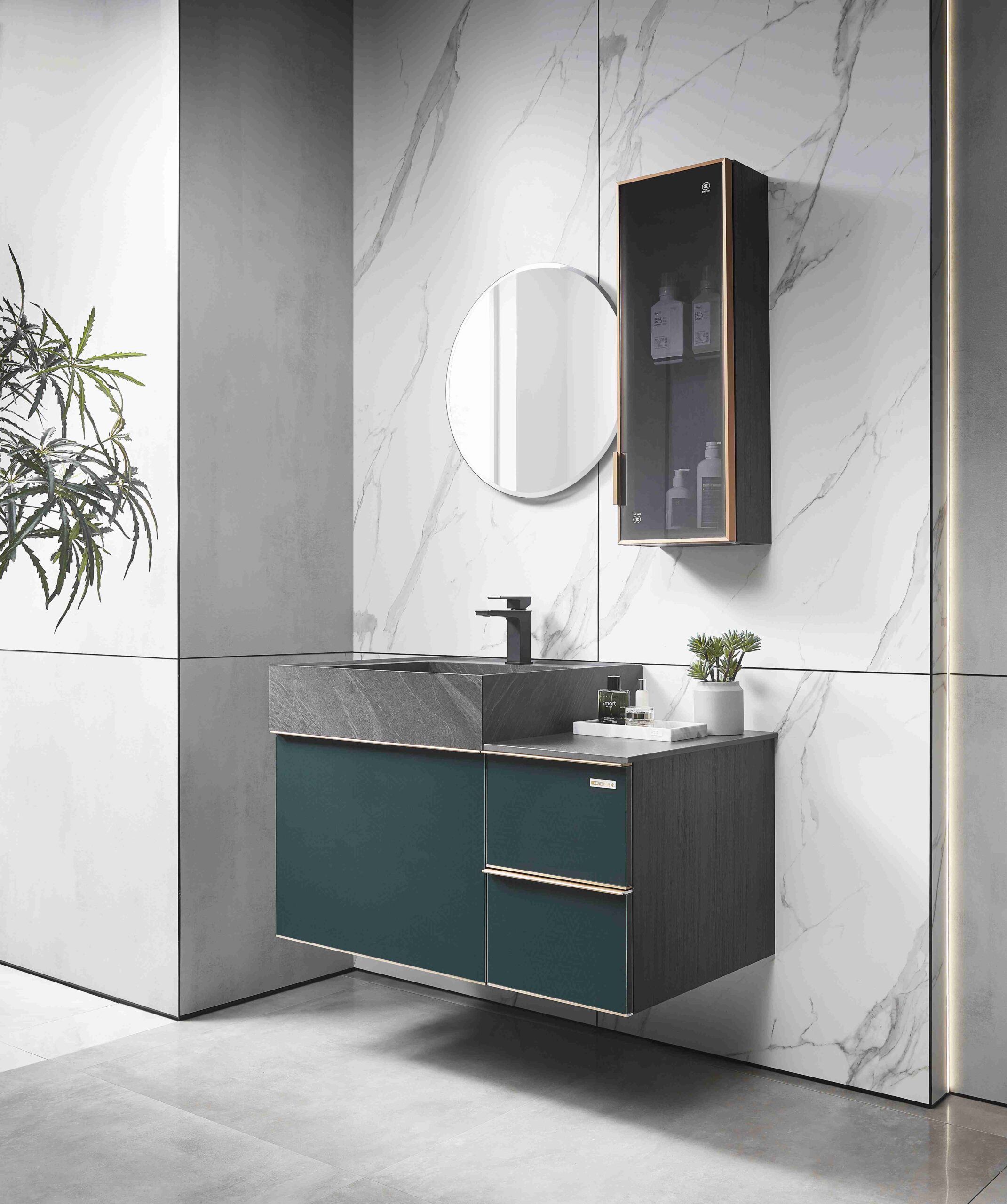 Modern Green UV Lacquer Bathroom Cabinet by OPPEIN Kenya