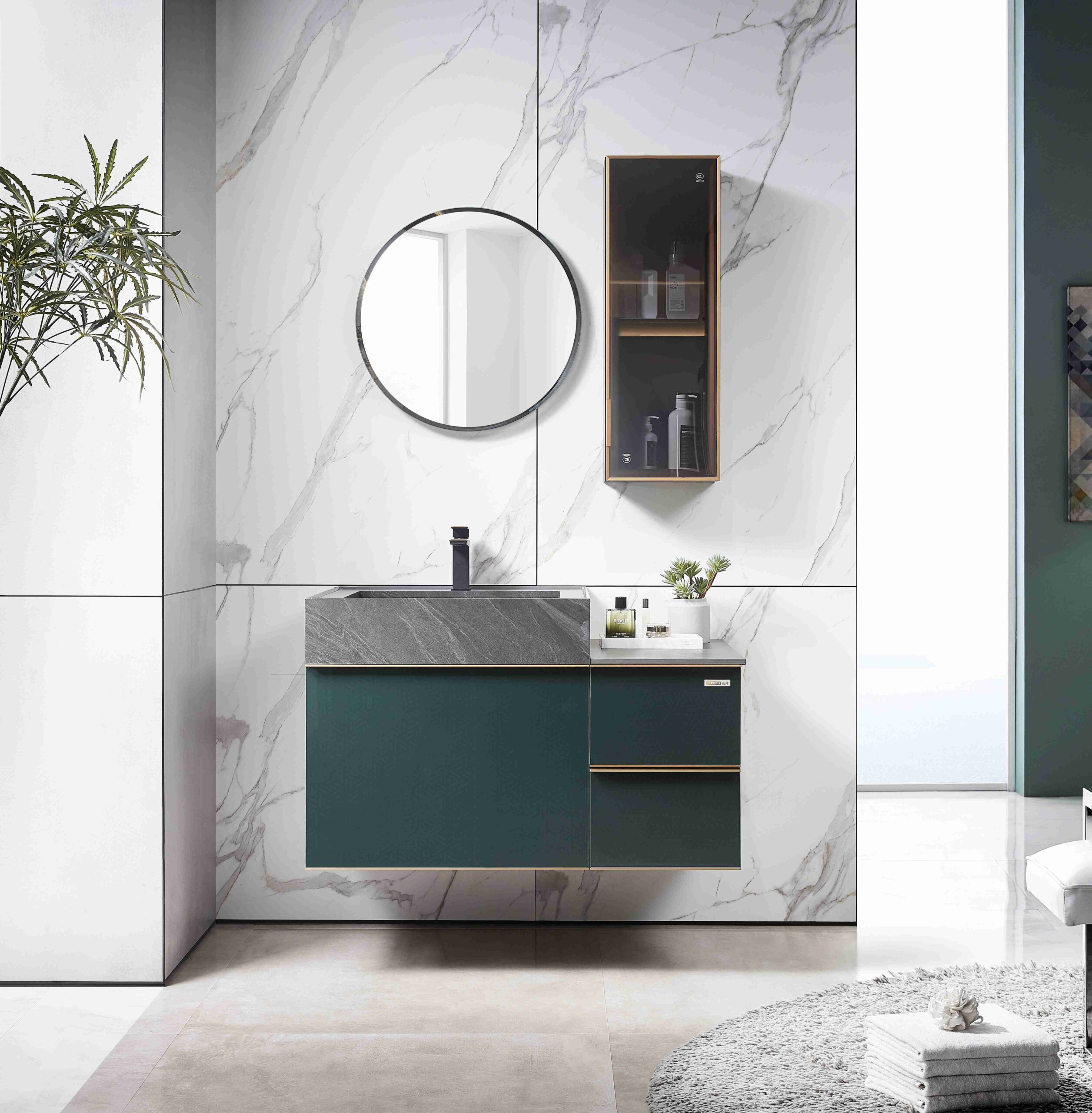 Modern Green UV Lacquer Bathroom Cabinet by OPPEIN Kenya