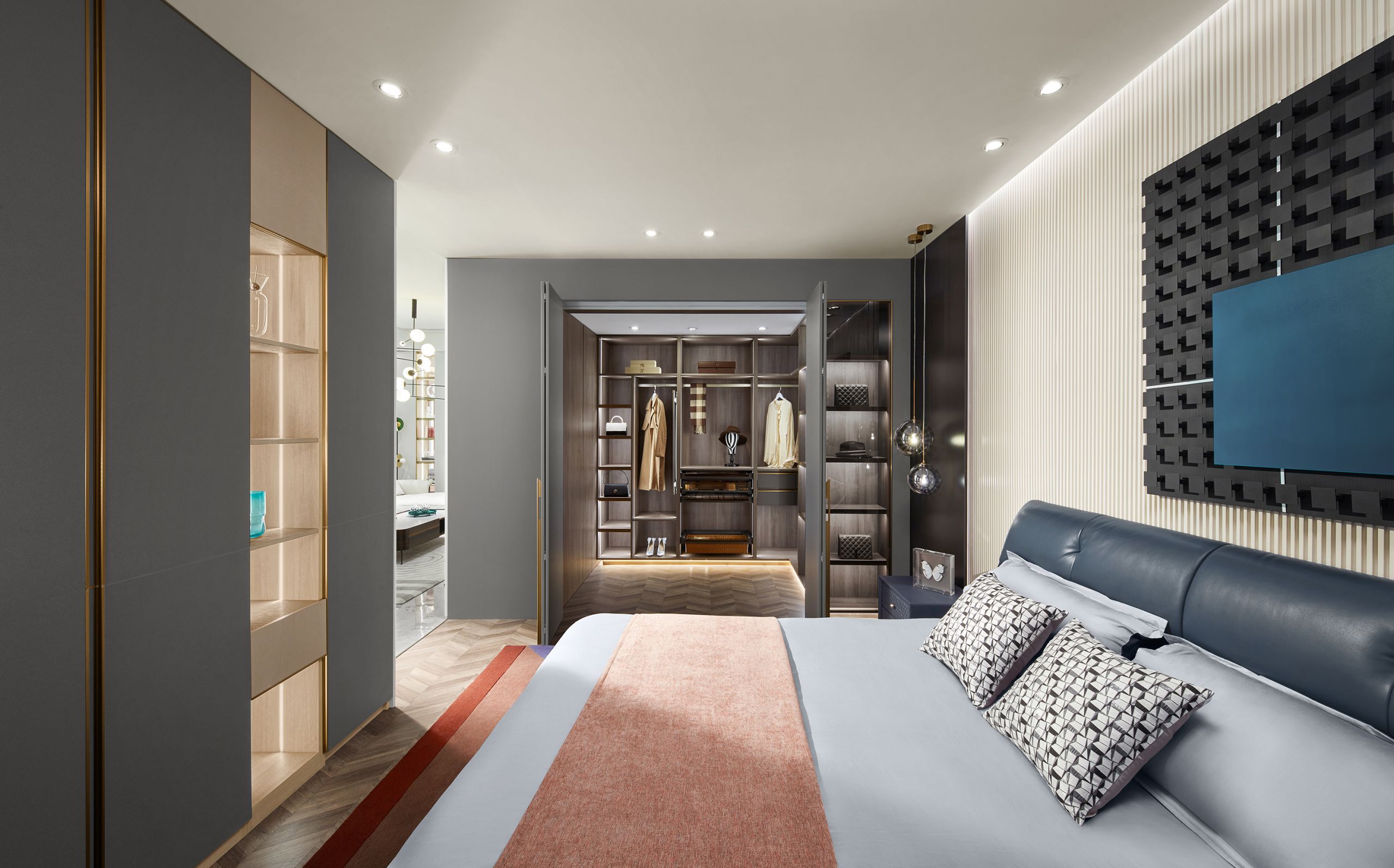 Modern Luxury Wood Grain Walk-in Closet by OPPEIN Kenya