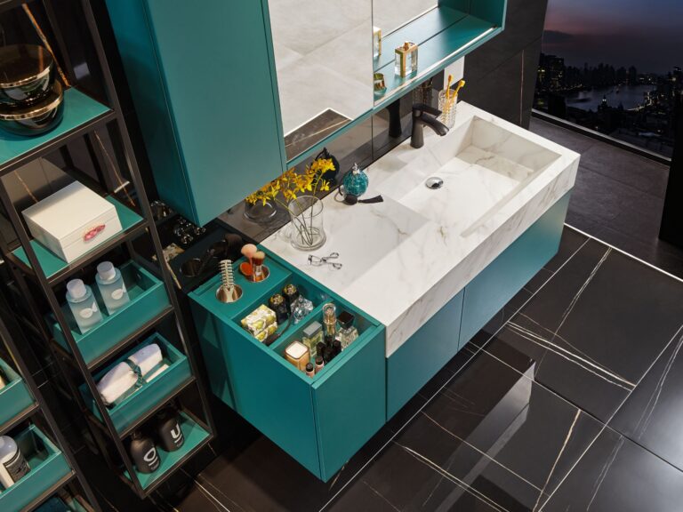 Navy Green Lacquer Bathroom Vanity with Undermount Basin by OPPEIN Kenya