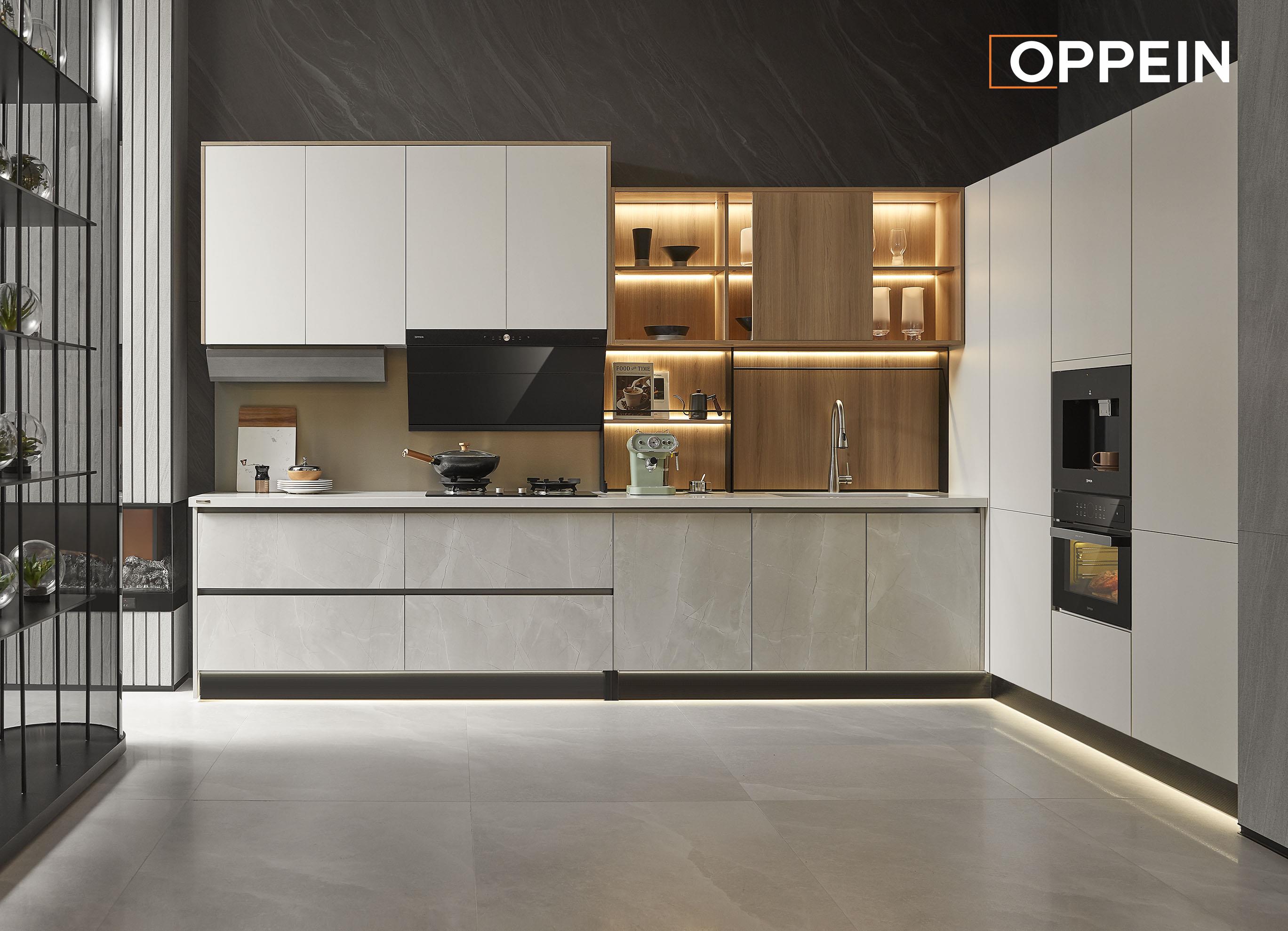 Modern L-shaped Kitchen Cabinet for Sale - AURORA by OPPEIN Kenya