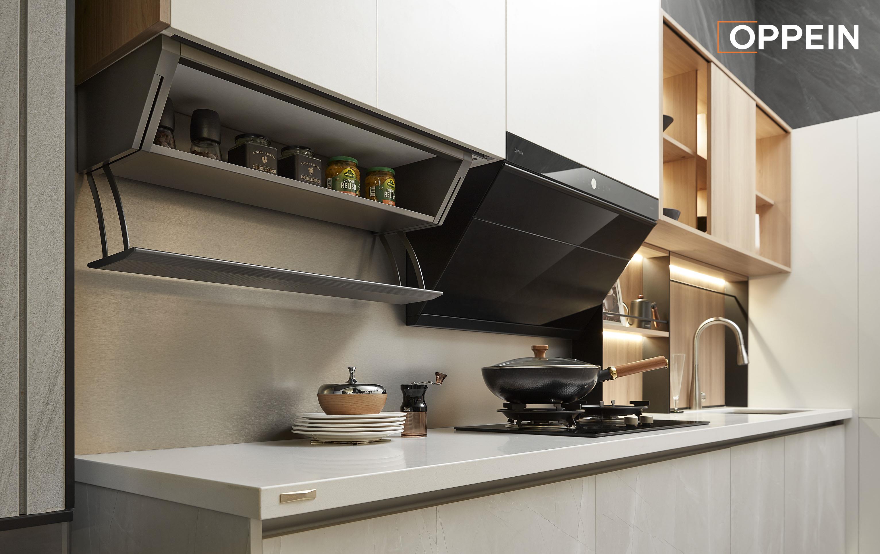 Modern L-shaped Kitchen Cabinet for Sale - AURORA by OPPEIN Kenya