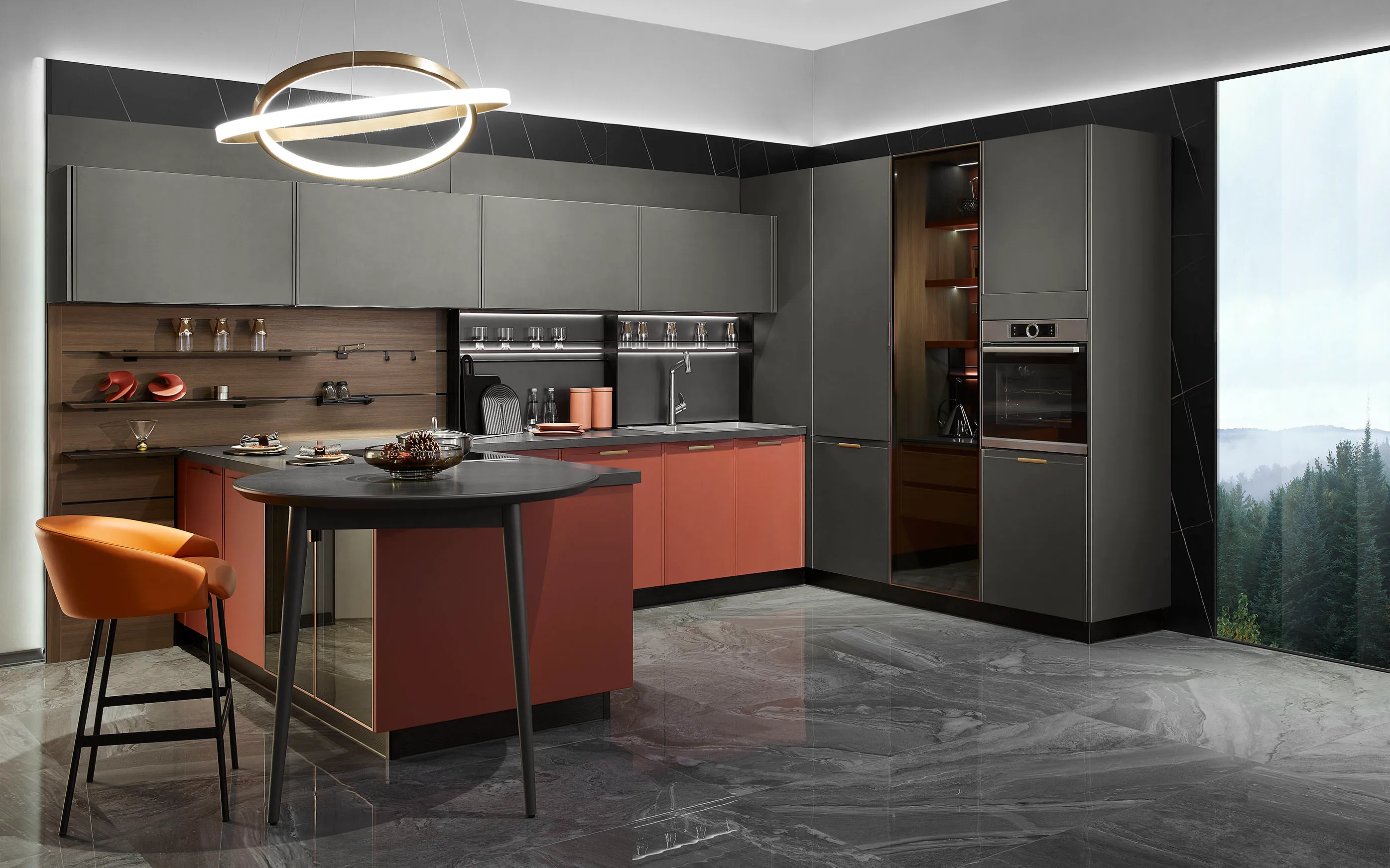 U-Shaped Lacquer Kitchen Cabinet PLCC21051 by OPPEIN Kenya