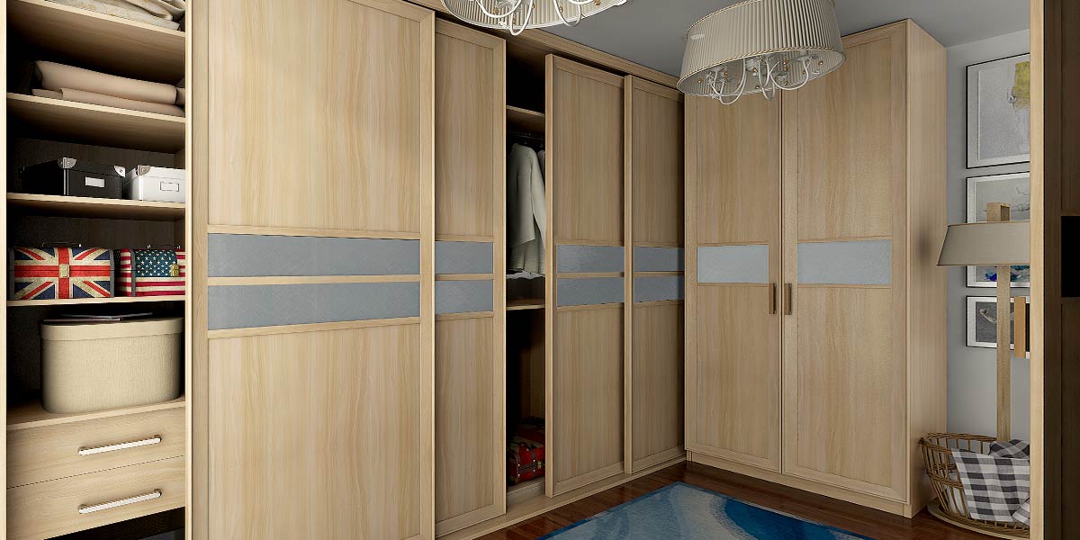 Light Wood Grain Wardrobe with Gray Glass Waist by OPPEIN Kenya